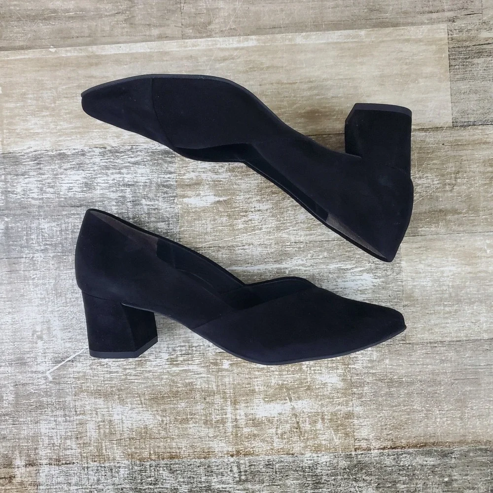 Paul Green Rendi Womens Pumps Sz 6 (UK 3.5) Block Heel Pointed Toe‎ Black